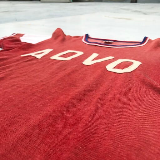 50's 60's MASON レーヨンゲームTシャツ ADVO フェルトプリント レンガ