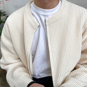 ホワイトニットジップブルゾン　MT0080314