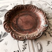 France antique 赤金色の虚無の波とコッパープレートc 15cm