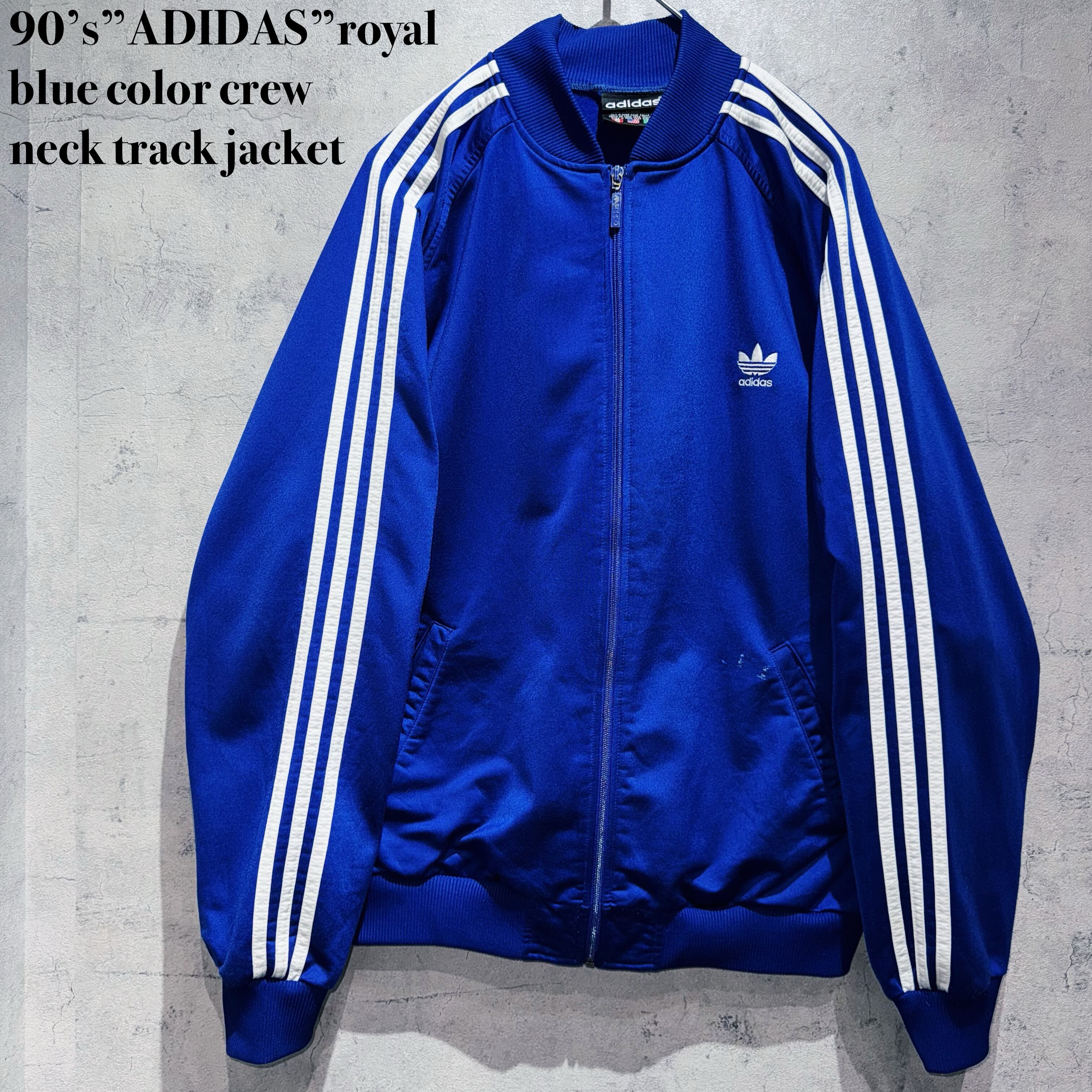 90’s”ADIDAS”royal blue color crew neck track jacket