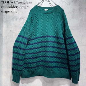 "LOEWE"anagram embroidery design stripe knit
