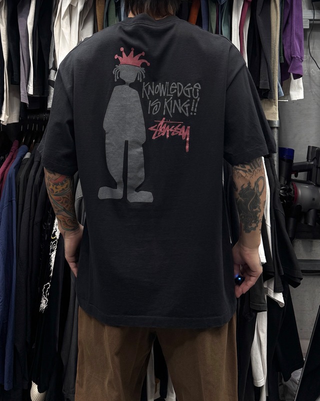 【Special!!】80’s~90’s old stussy Shadow Man Design Tee “黒タグ” “シャドーマン” “Knowledge is King!!” “エラー個体(フロント無地)”【高円寺本店】