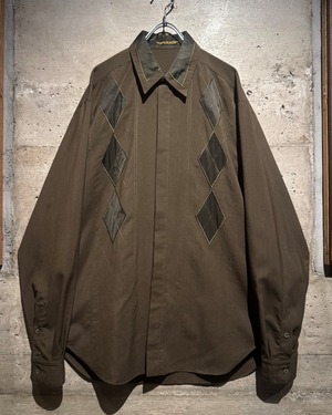 【Caka】“MARITHÉ + FRANÇOIS GIRBAUD” Argyle Embroidery Vintage L/S Shirt