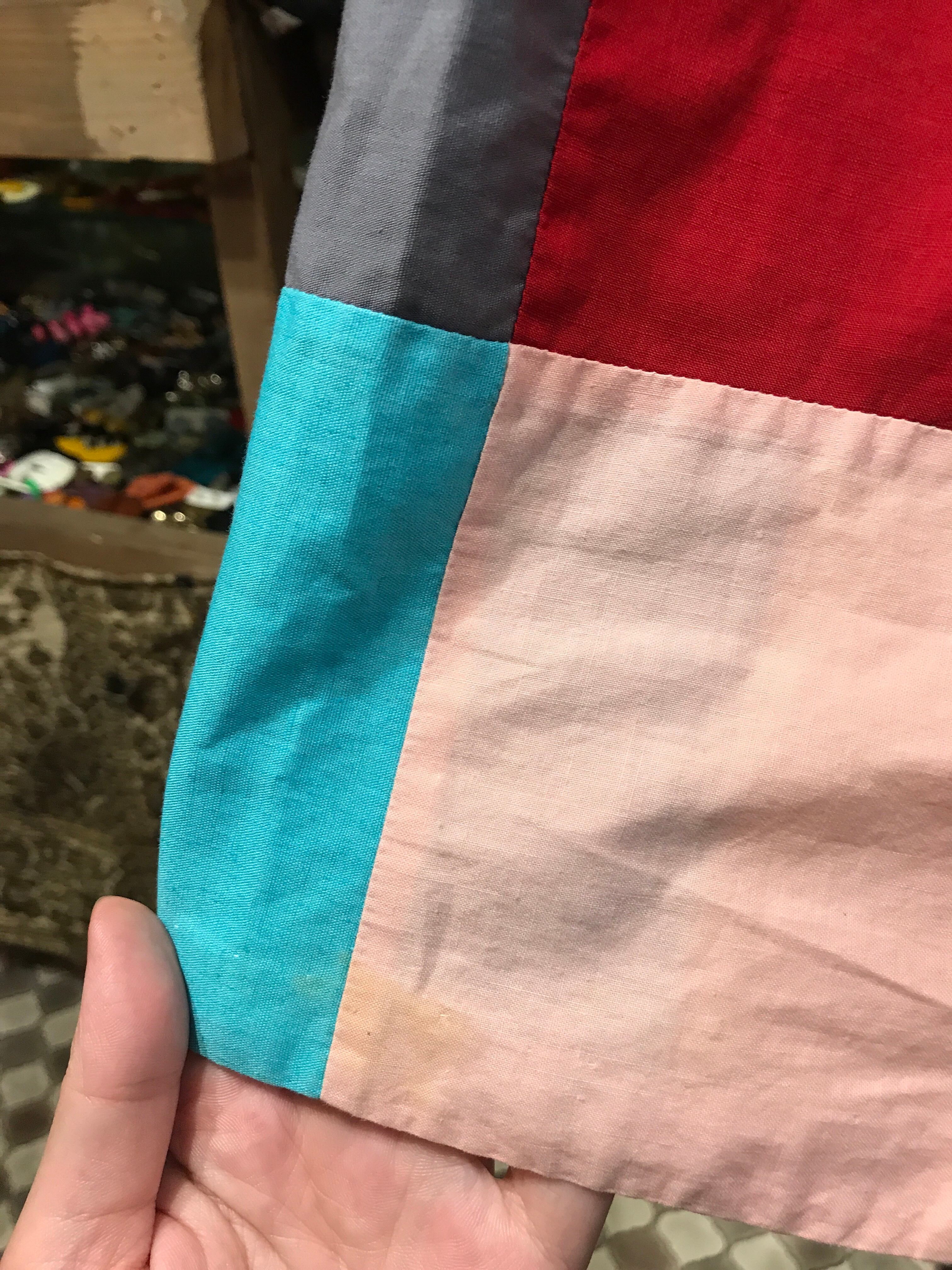 70s handmade multi color patchwork long cotton skirt