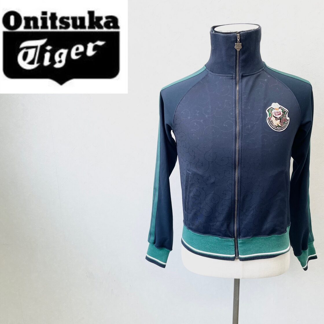 レア】オニツカタイガー トラックジャケット 刺繡ロゴ 唐草模様 