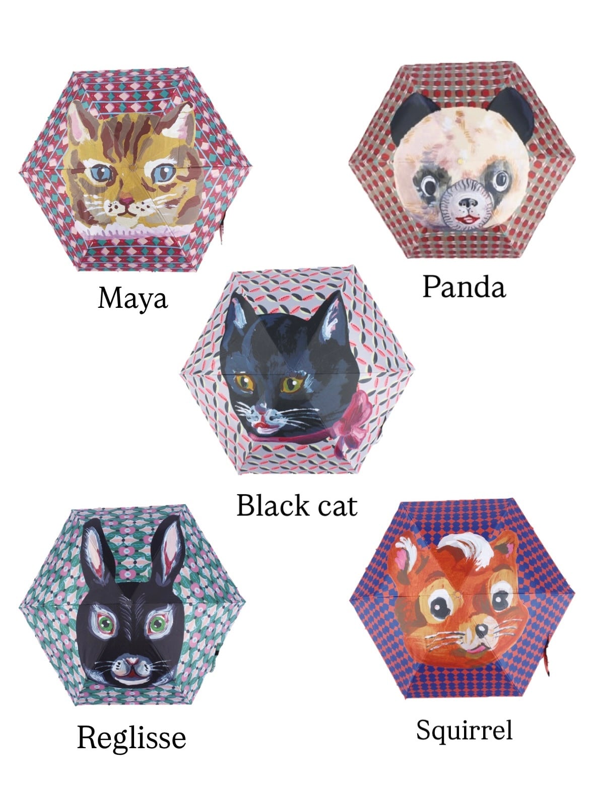 NathalieLete(ナタリーレテ)Folding umbrella(Panda/Squirrel/maya/Reglisse/Blackcat)折りたたみ傘 パンダ リス ネコ うさぎ