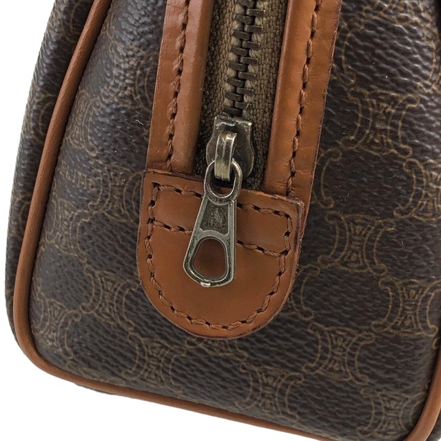 CELINE セリーヌ マカダム ショルダーバッグ ブラウン PVC レザー 2way ハンドバッグ マイクロボストン vintage ヴィンテージ オールド djp3ak