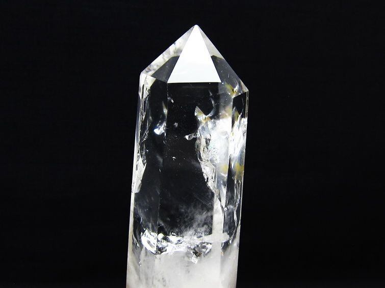 水晶 六角柱 虹入り 水晶 ポイント 台座付属 置物 原石 一点物 152