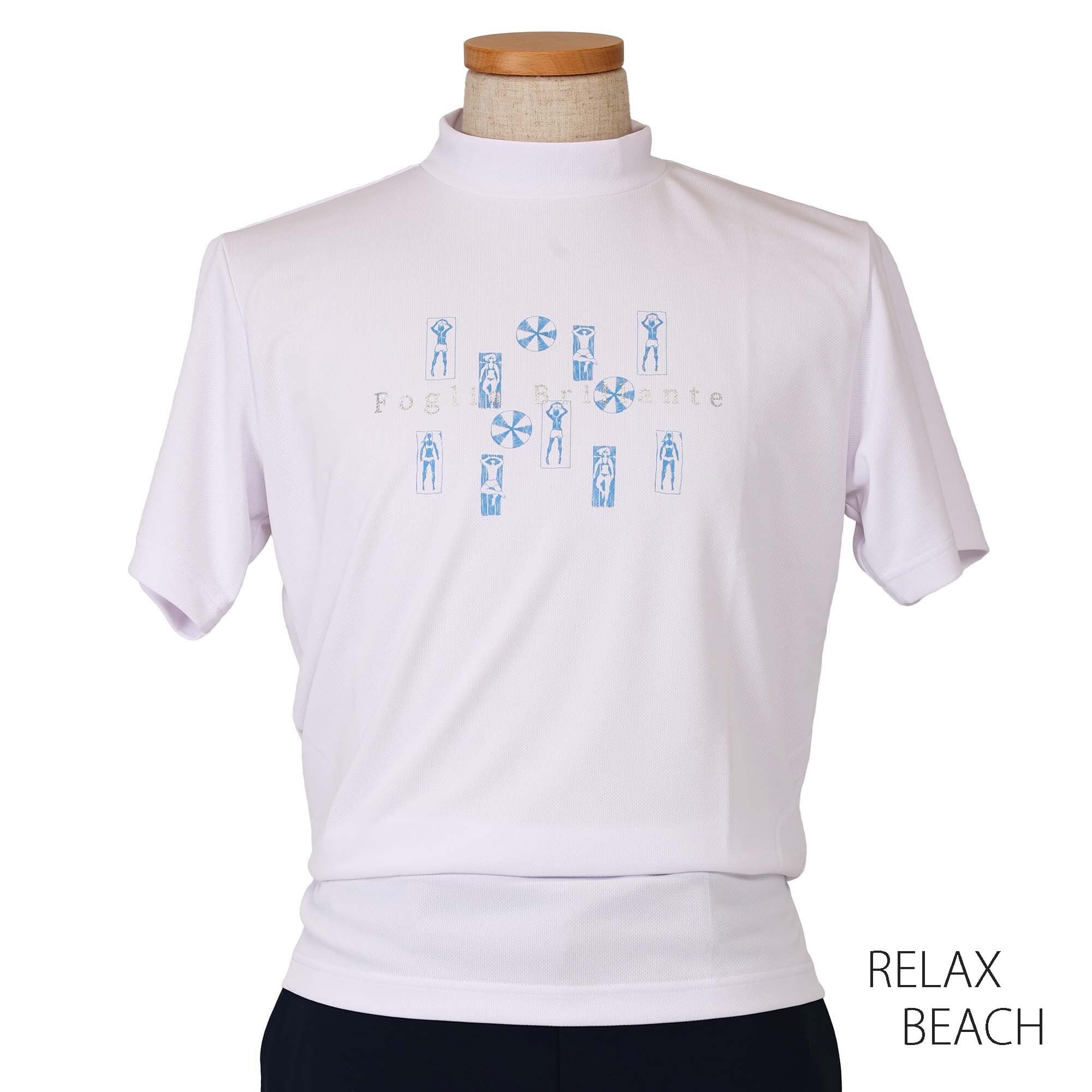 FBAM-MN4 メンズ 胸プリント半袖モックネック