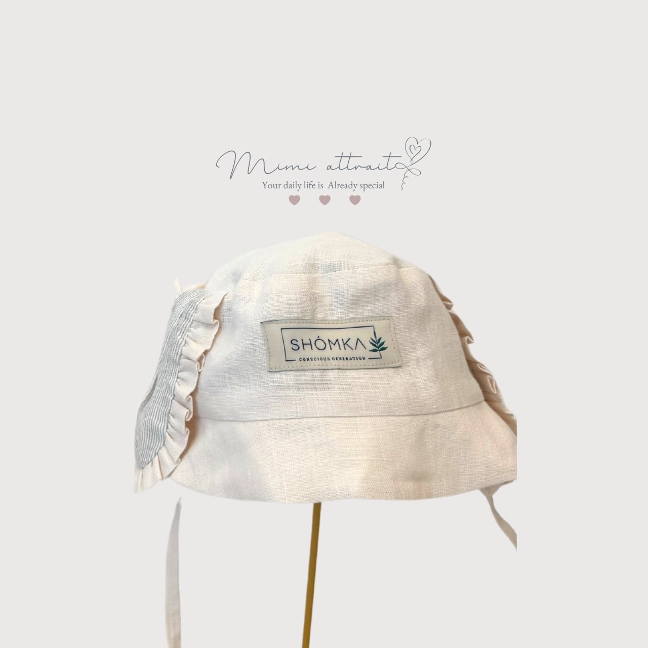 SHOMKA コアラフリルハット　51cm 即納】SHOMKA/ puppy hat（フリルあり）/ vanilla | Mimi attrait
