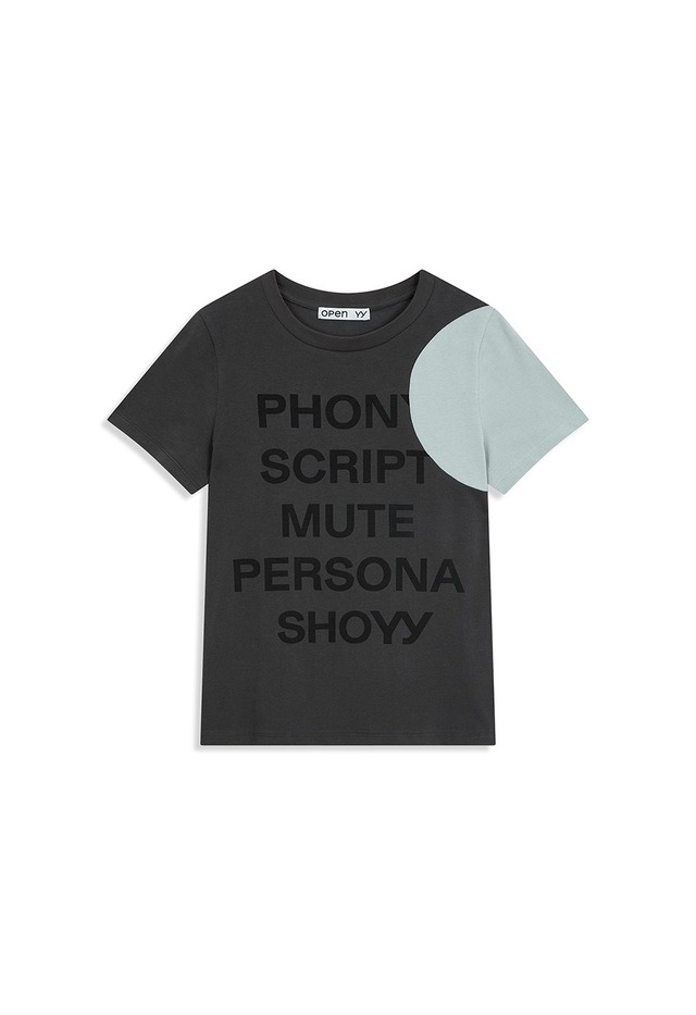 [OPEN YY] YY DOT TYPO TEE, CHARCOAL 正規品 韓国ブランド 韓国通販 韓国代行 韓国ファッション オープン ワイワイ 日本 店舗