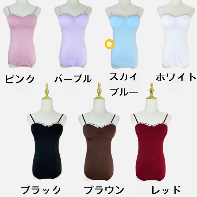 ビジューライン・キャミソール　トップス（レオタードタイプ）ds0786