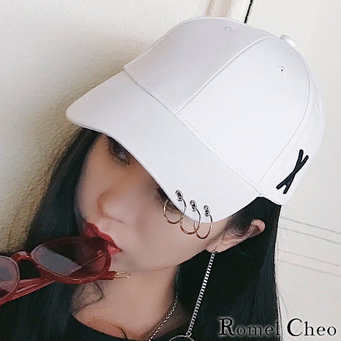 帽子 ホワイト キャップ チェーン リング メンズ レディース 韓国