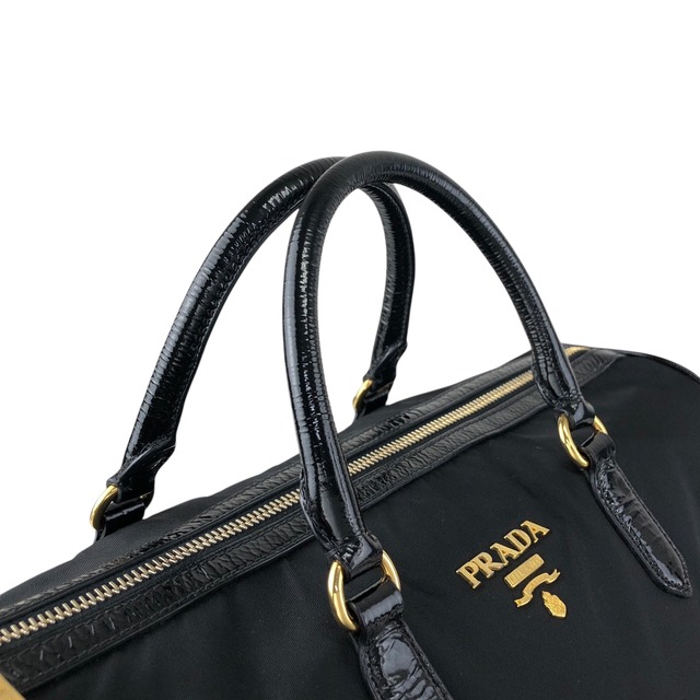 PRADA プラダ ハンドバッグ ブラック ロゴ ナイロン ボストンバッグ vintage ヴィンテージ オールド czrvv6