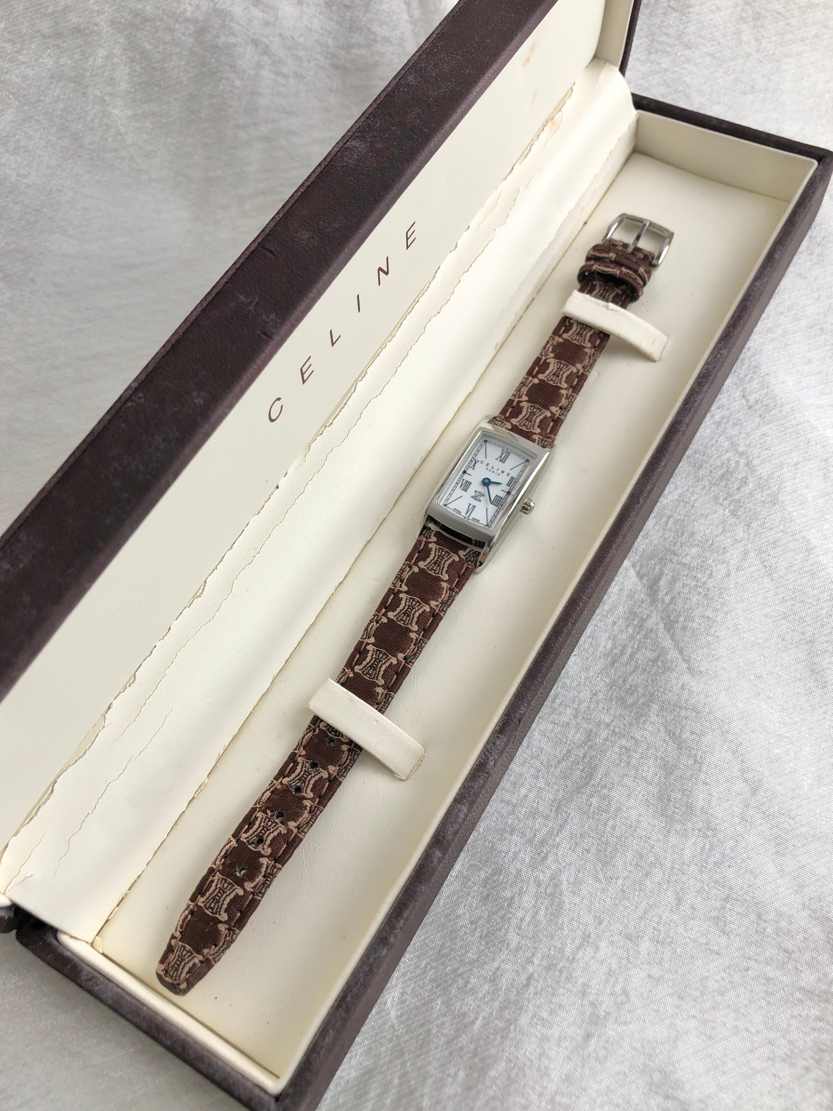 CELINE セリーヌ マカダム 腕時計 シルバー ブラウン ブラゾン