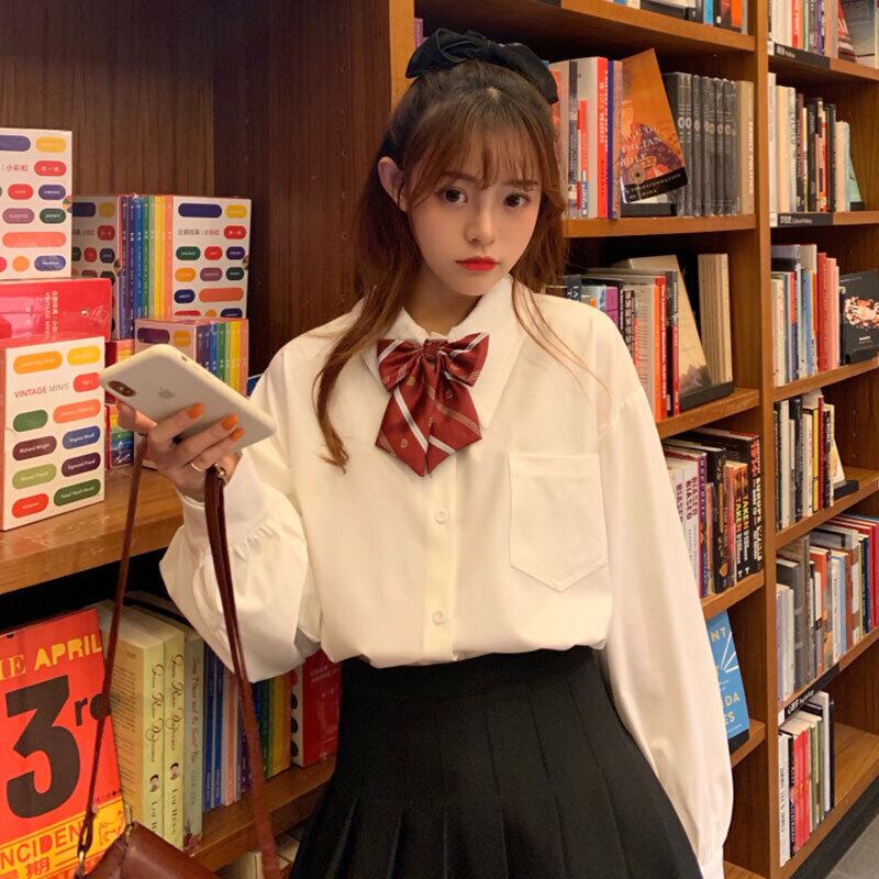 スタイルホワイトシャツ ルーズスプリングトップス ロング 春物 萌量不足42983774791