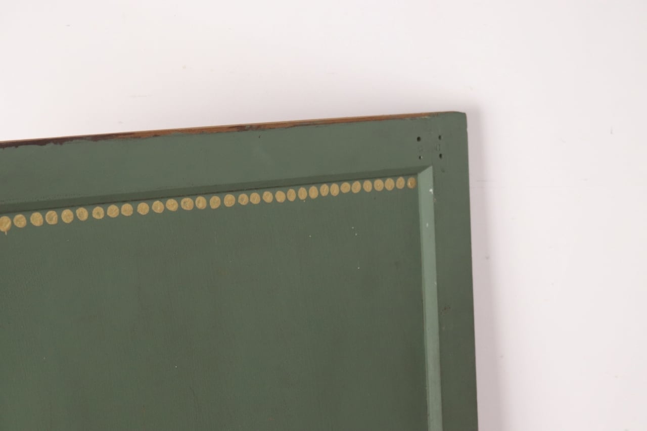 レトロ 建具 扉 引き戸 ドア ペイント 緑 グリーン 花柄 木製