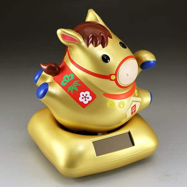 ソーラー幸せ招き馬（金） | ねこや工業