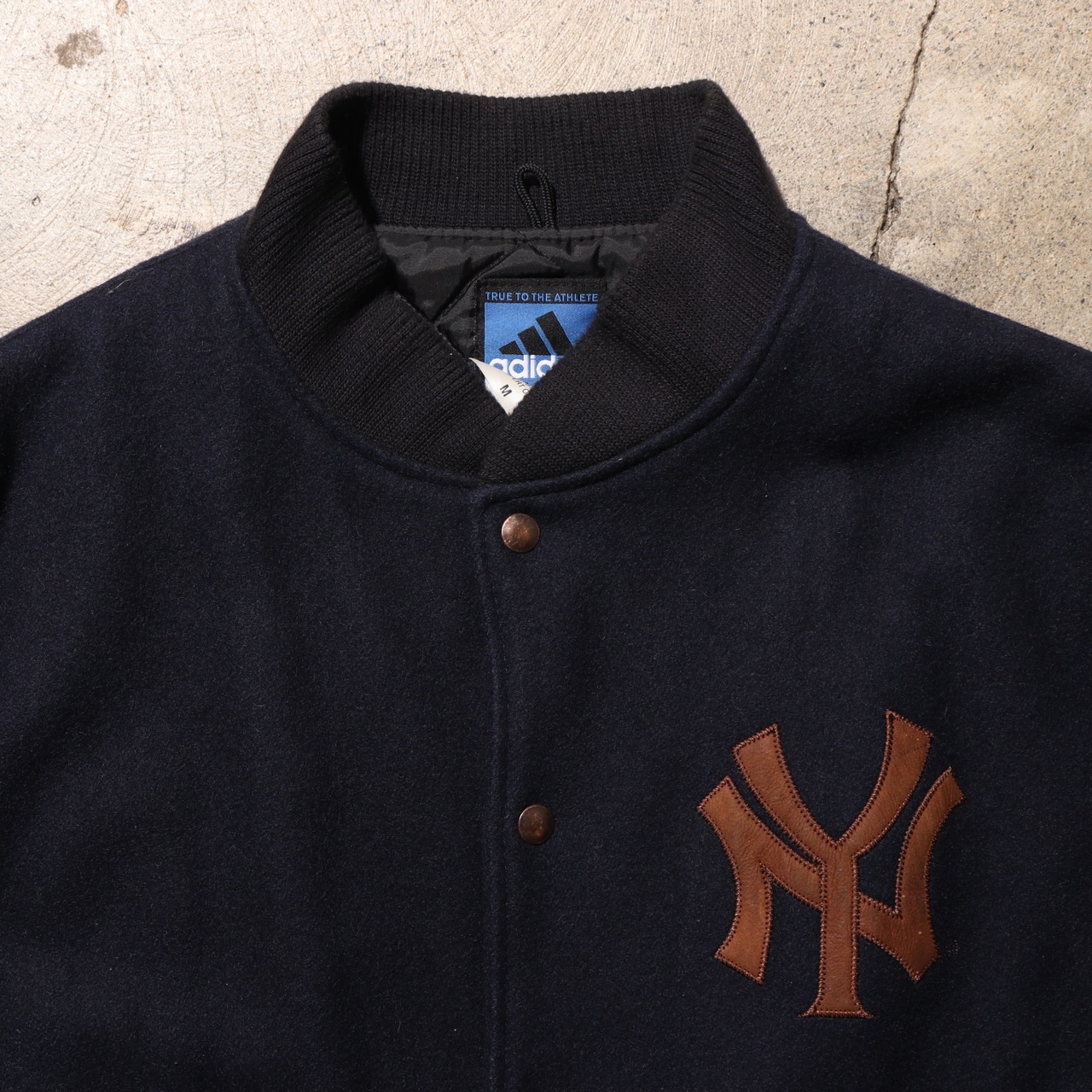 美品 M Adidas Yankees スエードレザー 刺繍 スタジャン ヤンキース ジャケット vintage 80s 90s アディダス