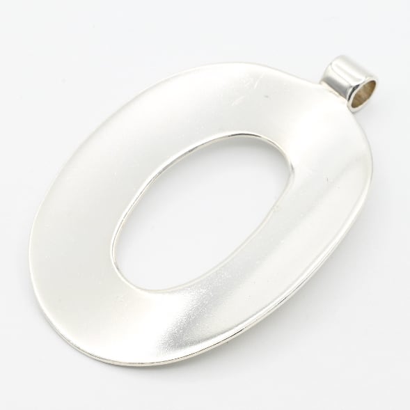 Modernist Curvy Oval Design Pendant Top With Deer Leather Strap / Denmark