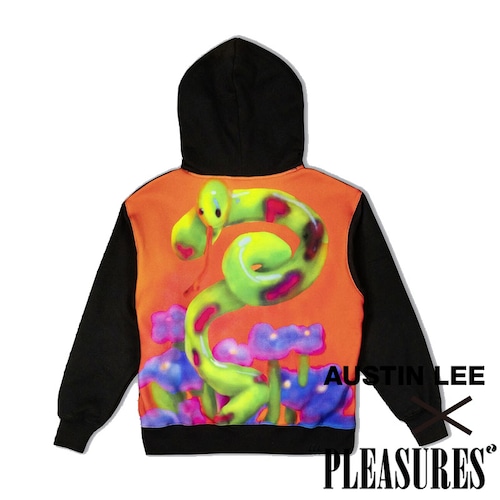 【PLEASURES/プレジャーズ×AUSTIN LEE】WET SNAKE HOODIE パーカー / BLACK / AUSTIN LEE-12650 セール対象外
