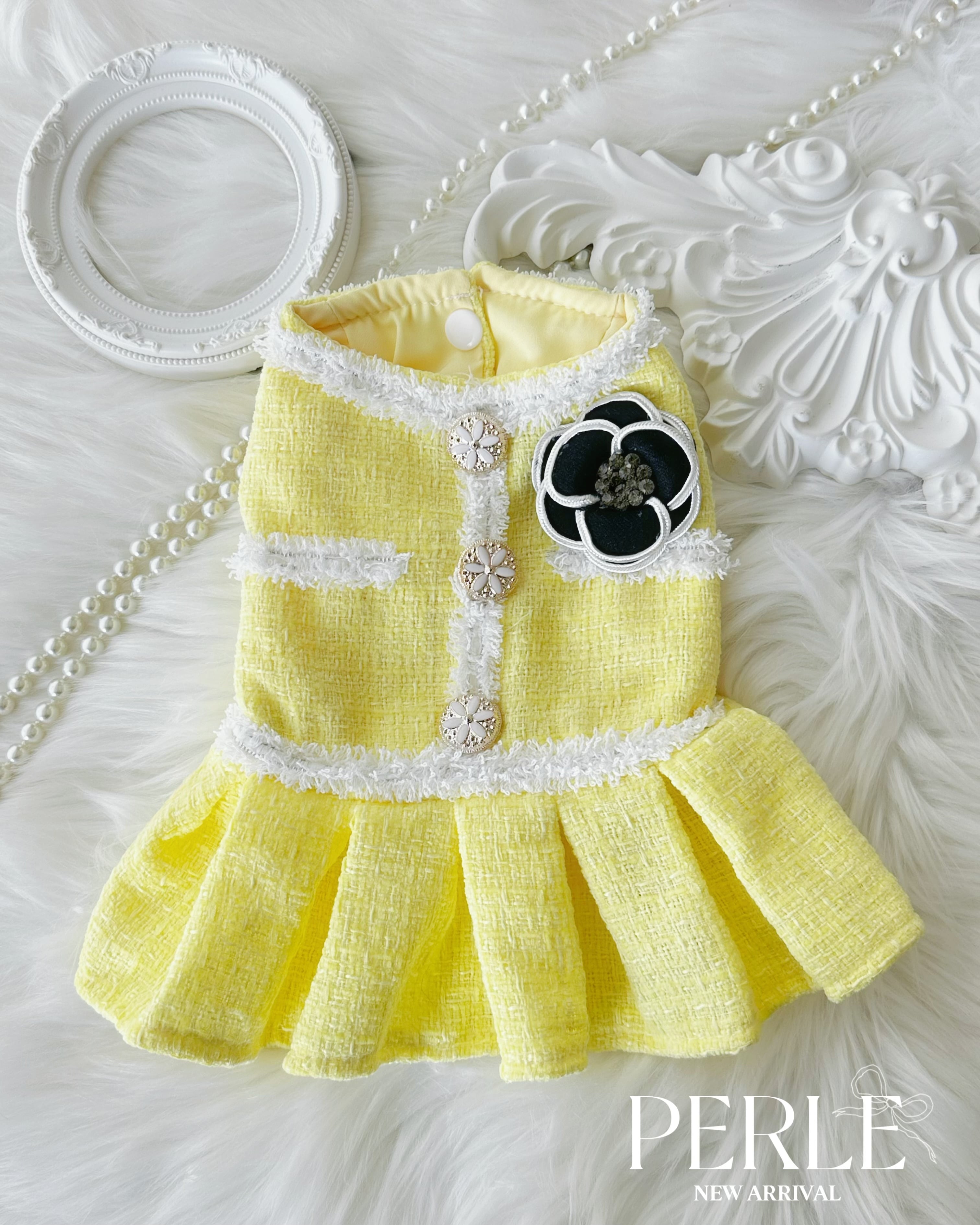 Lemon yellow tweed pet dress
