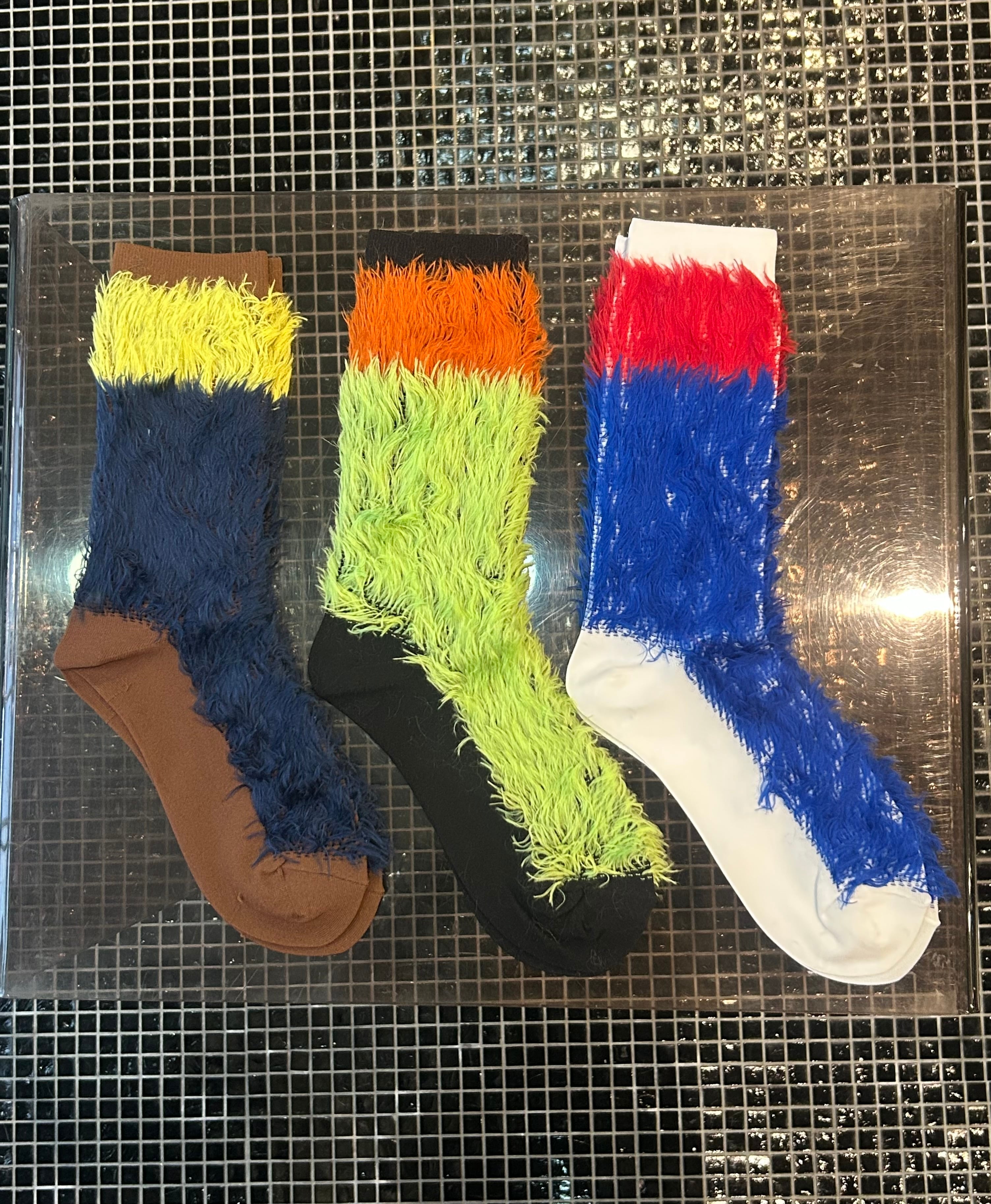 FAKUI fringe 3color block socks