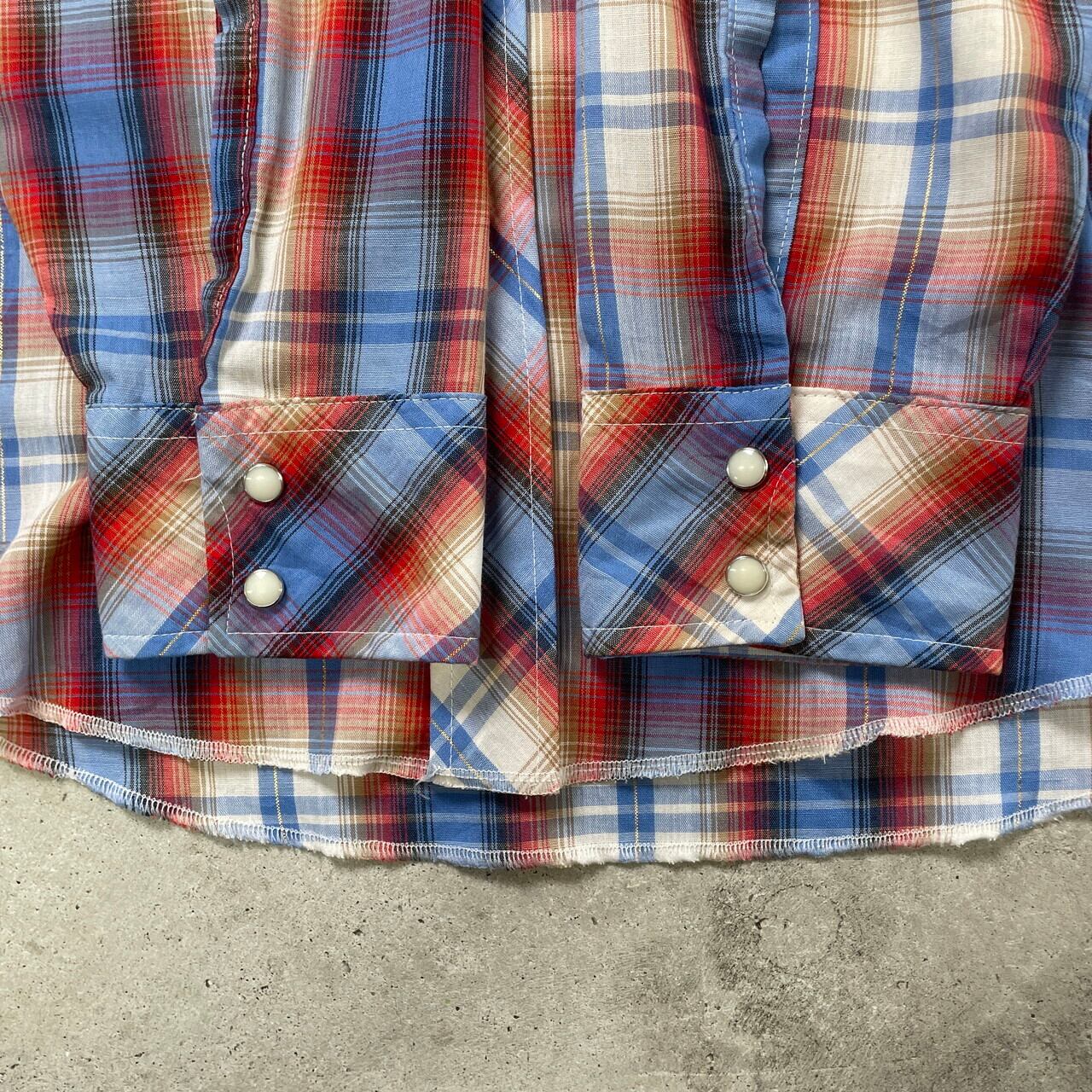 70年代~ USA製 Wrangler ラングラー ウエスタン チェックシャツ メンズ