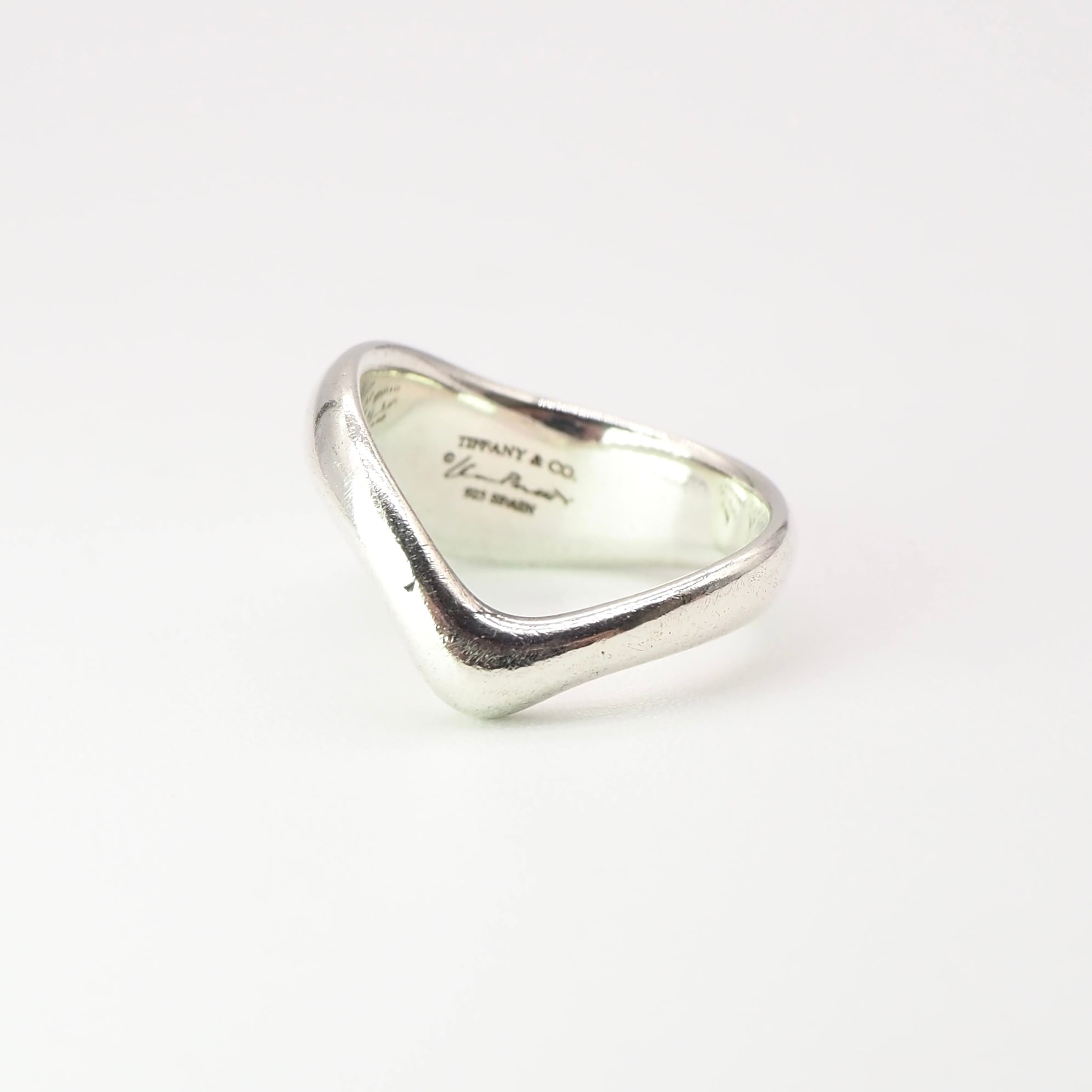 Tiffany&Co. 約9号 カーブドウェーブハートリング シルバー925