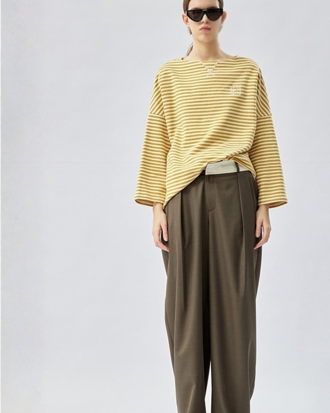 Relaxed Stripe Cotton Long Sleeve Top
