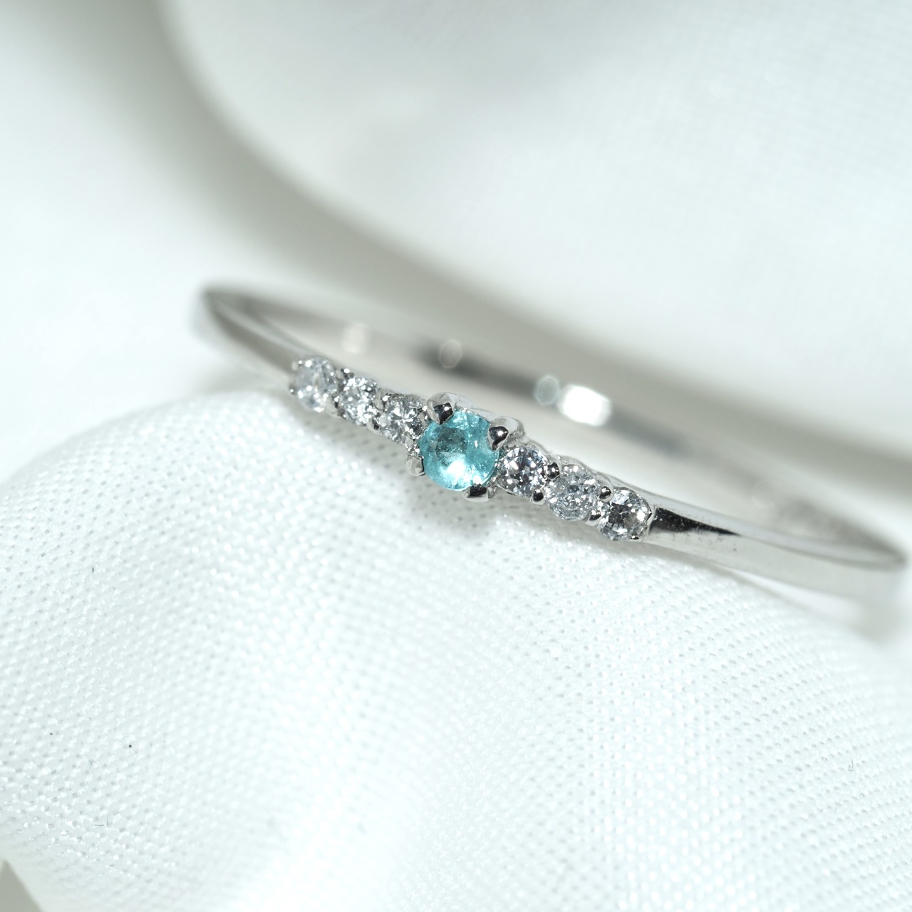 パライバトルマリン ブラジル産 リング 0.03ct D0.048ct pt900 Paraiba Tourmaline