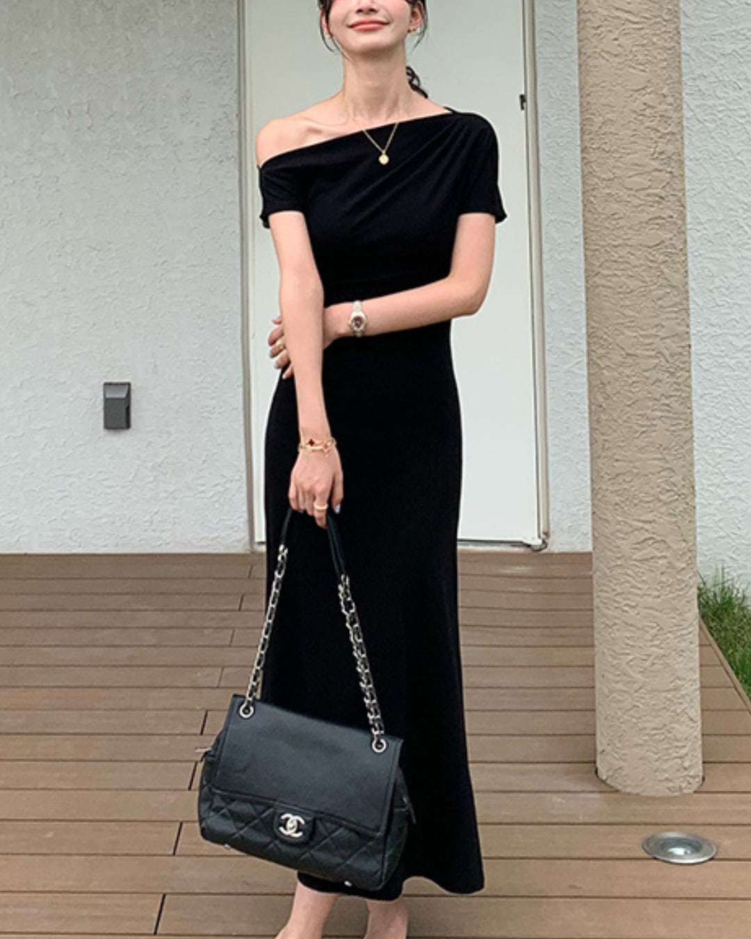 ワンショルダーロングワンピース S25568