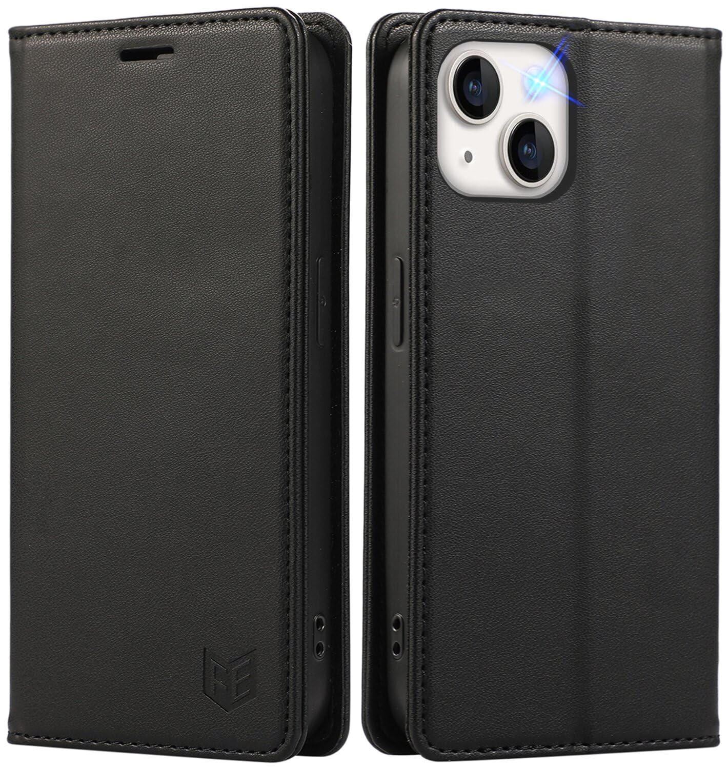 FeeY iphone14 用 ケース 手帳型 いPhone14手帳 ケース 耐衝撃TPU素材カード収納 マグネット内蔵スタンド機能付き アイフォン14携帯カバー全面保護 iPhone 14 スマホケース 5G 6.1インチ対応, ブラック