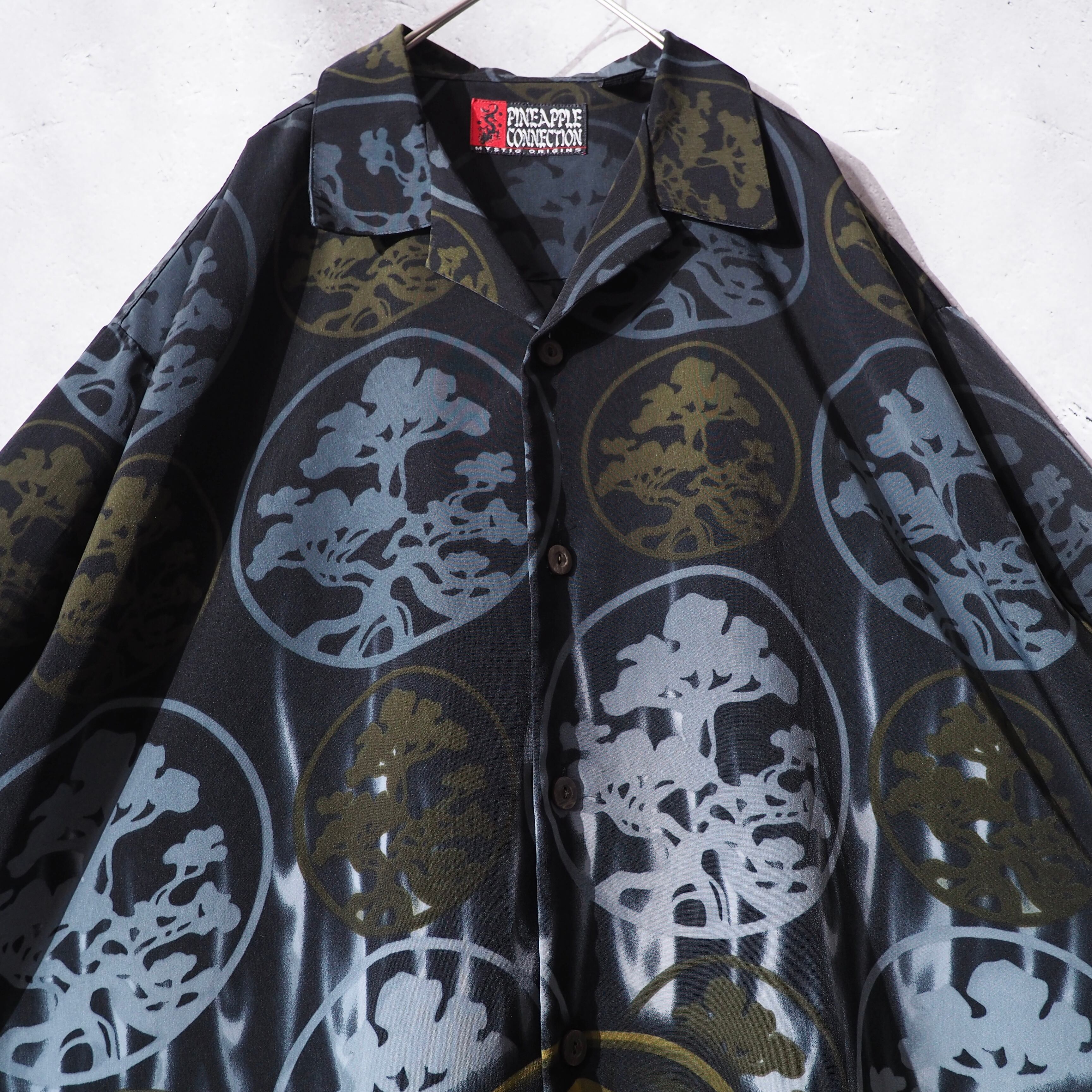 ” 五葉松 ” Japanese art pattern printed open collar shirt