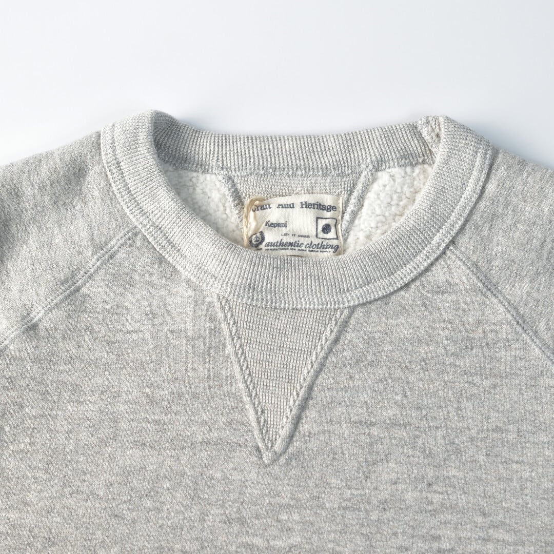 Kepani ケパニ ラフィー裏起毛 HARRIS-Ⅱ GUSSET CREW・ライトグレイ【送料無料】