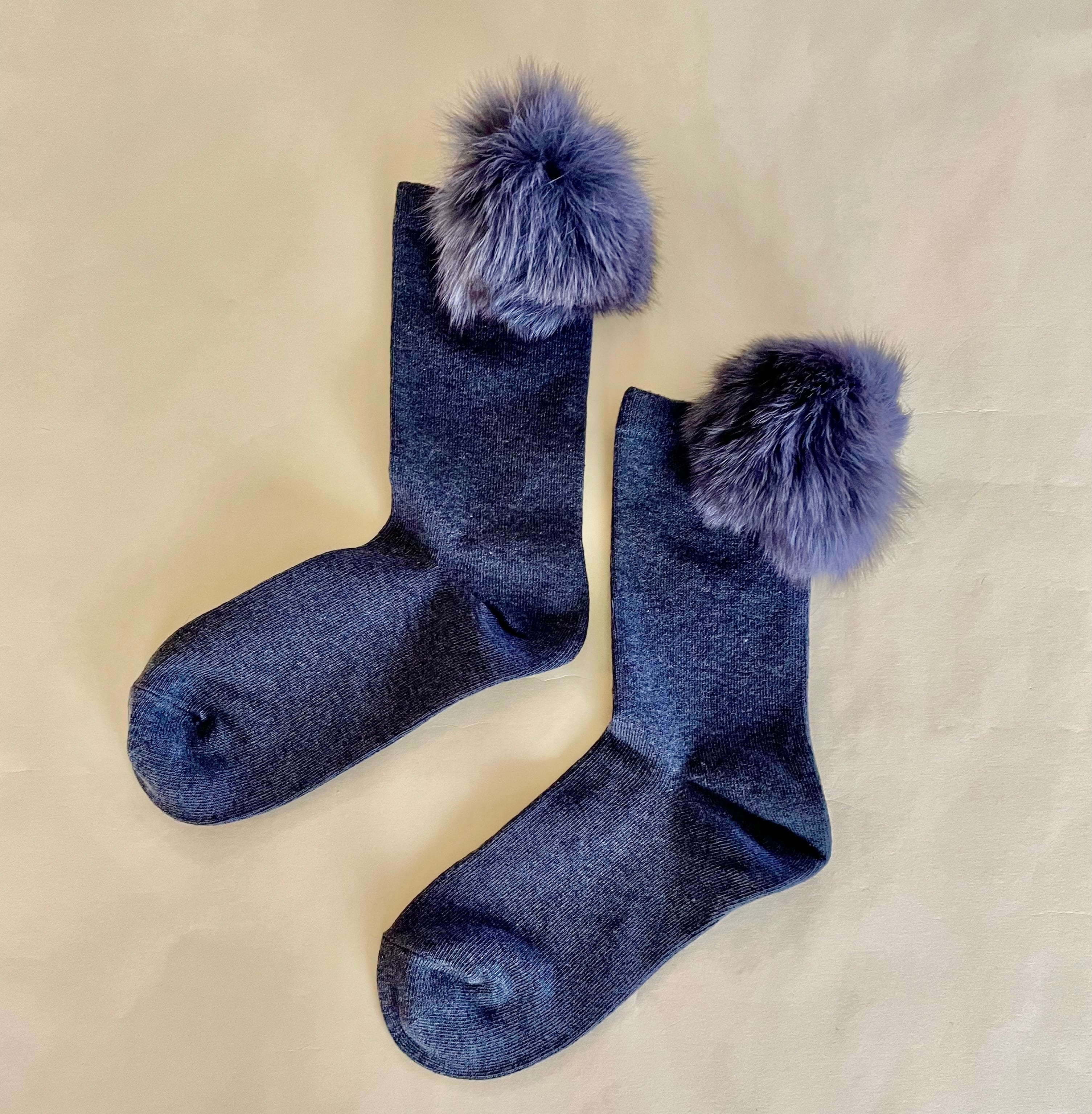 グレーフォックスファー✖️グレー ファーソックス ファー付き靴下