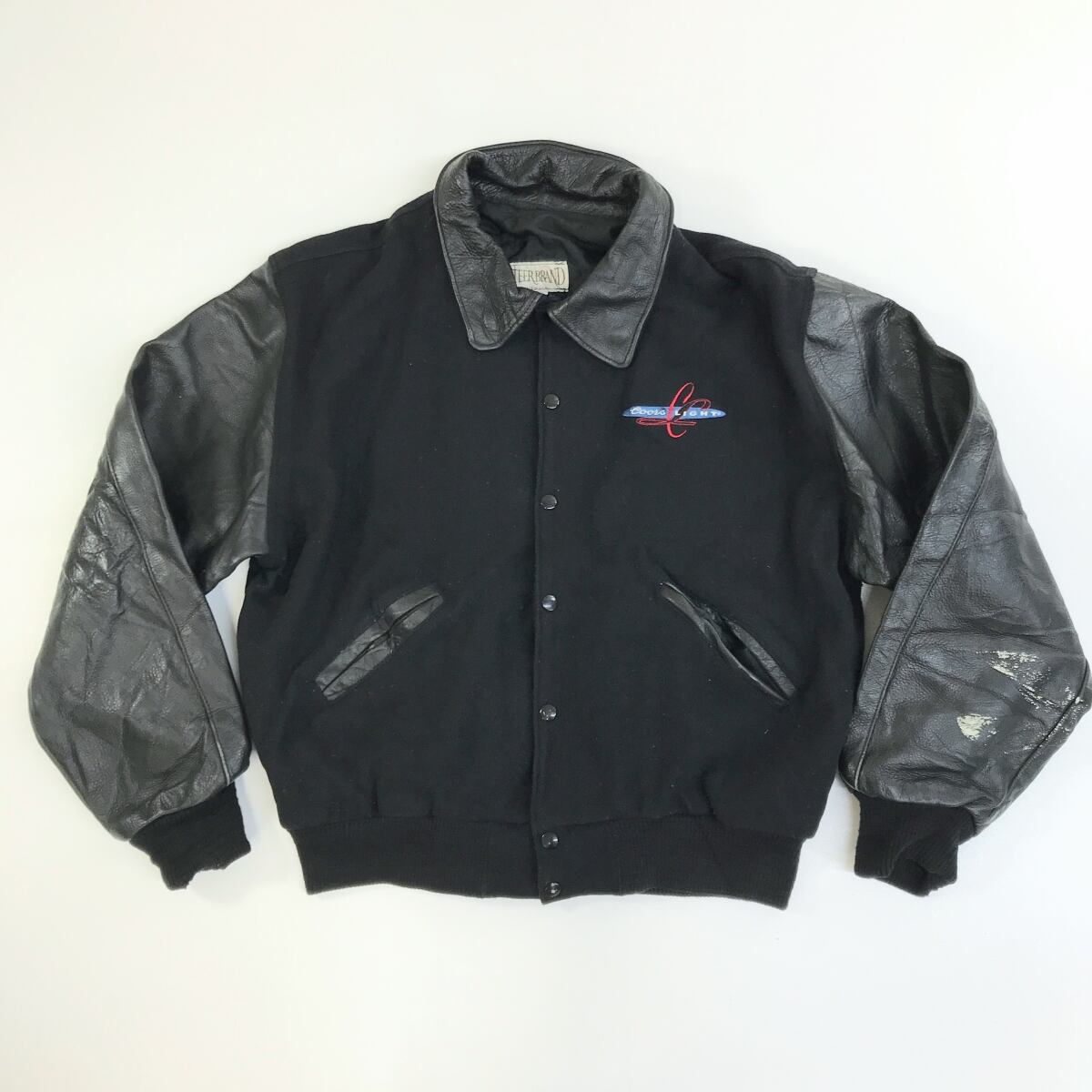 STEER BRAND 90年代 USA製 袖革スタジャン ベースボール STEER BRAND 90年代 USA製 袖革スタジャン ベースボール