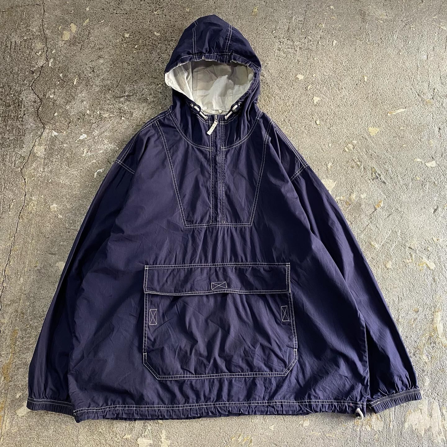 90s【OLD】white stitch anorak jacket L