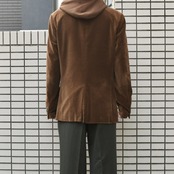 special layered design hoodie × velour tailored jacket
