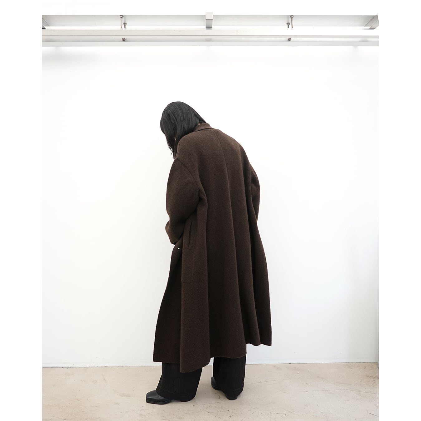 Nomàt] (ノマット) N-C-02 YAK Double Breasted Knit Coat (Dark Brown