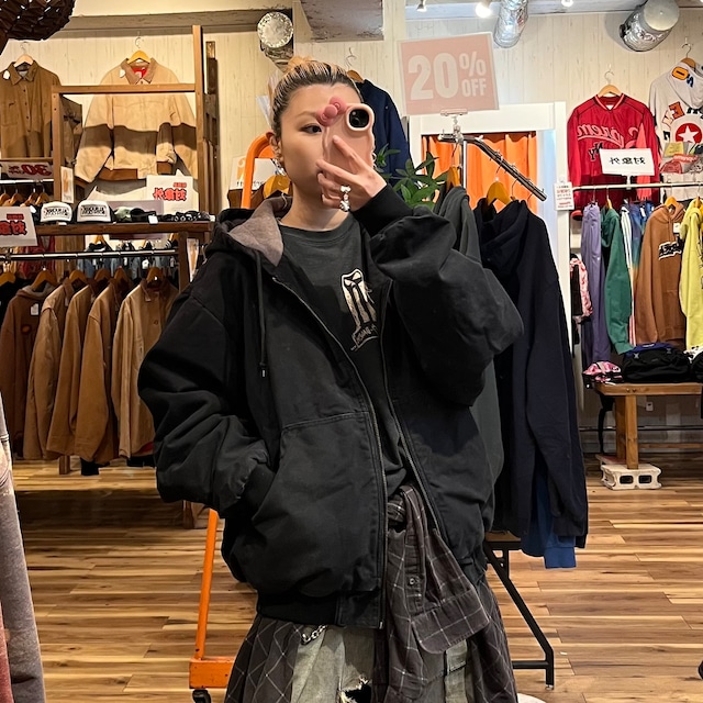 古着 ダック フェード シャツ ダーク ネイビー ブラック 長袖 XL 