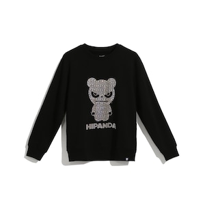 送料無料【HIPANDA ハイパンダ】男女兼用 ラインストーン スウェット トレーナー  UNISEX RHINESTONE CREW NECK SWEAT SHIRT / GRAY・BLACK・ROSERED