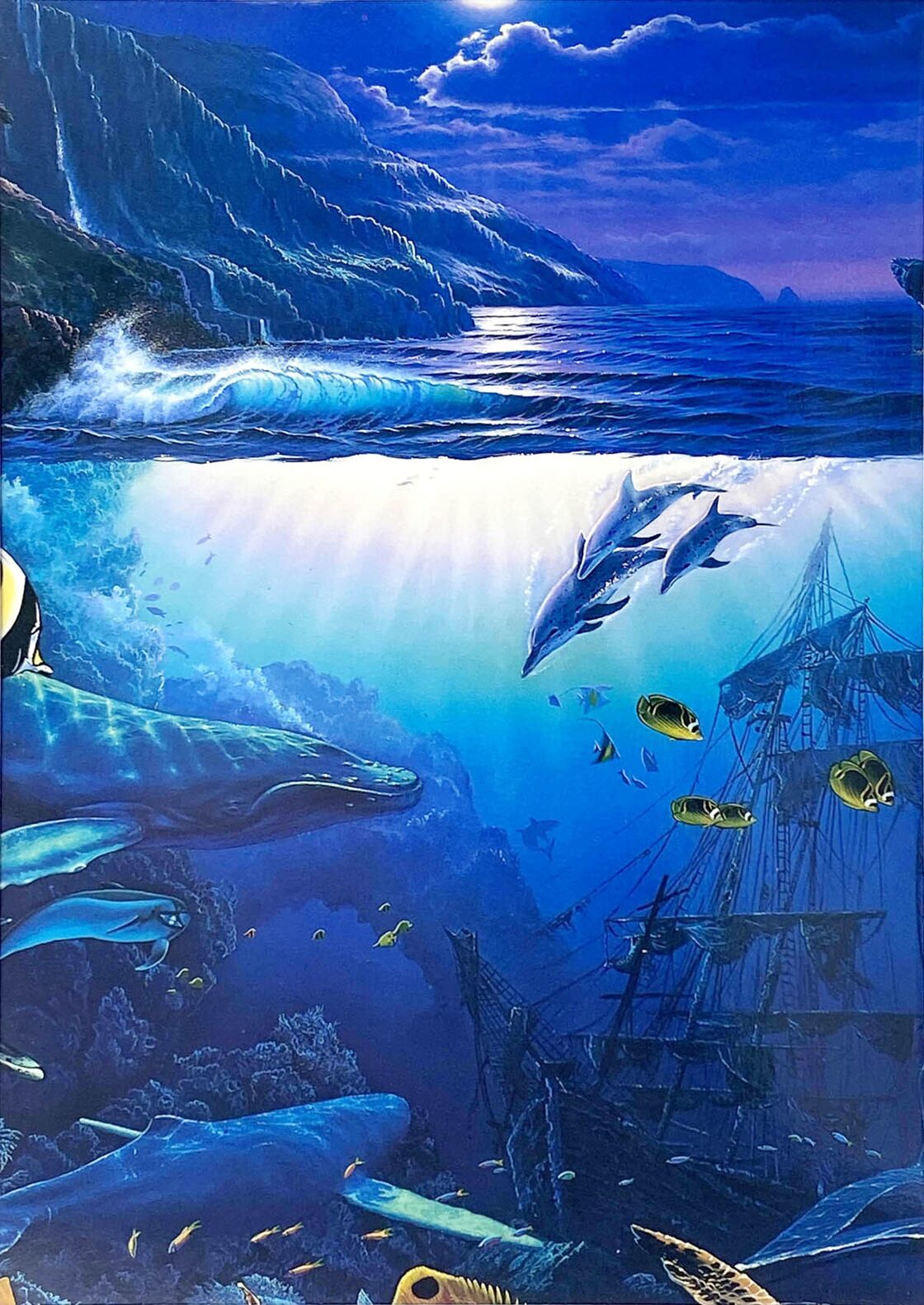 ラッセン ミニアート「マウイ ホエール ソング」額縁 2種展開 絵画 