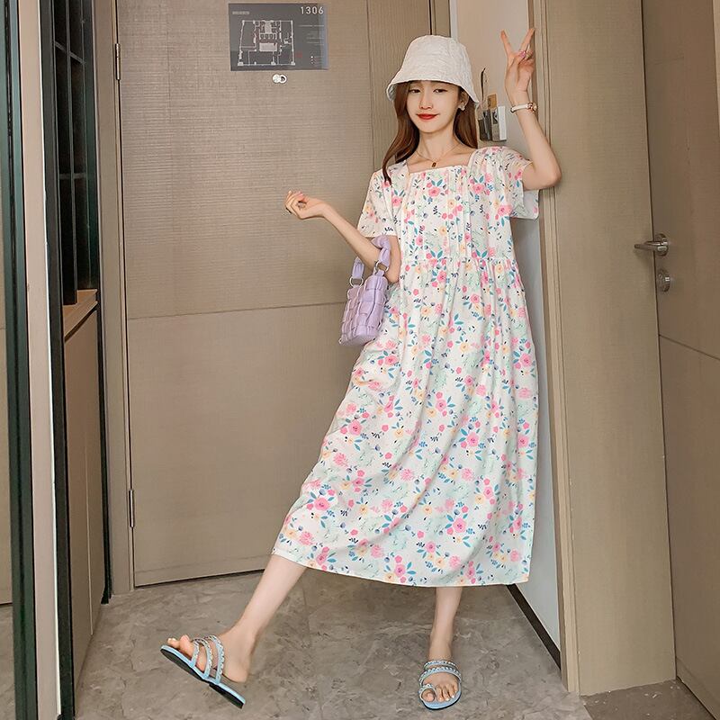 【新作】【送料無料】 マタニティドレス2020夏の新しいシフォンフローラルルーズドレス小さな新鮮なミドル丈ドレス妊婦-アリババ サマー 夏物 花柄 expec21470015390