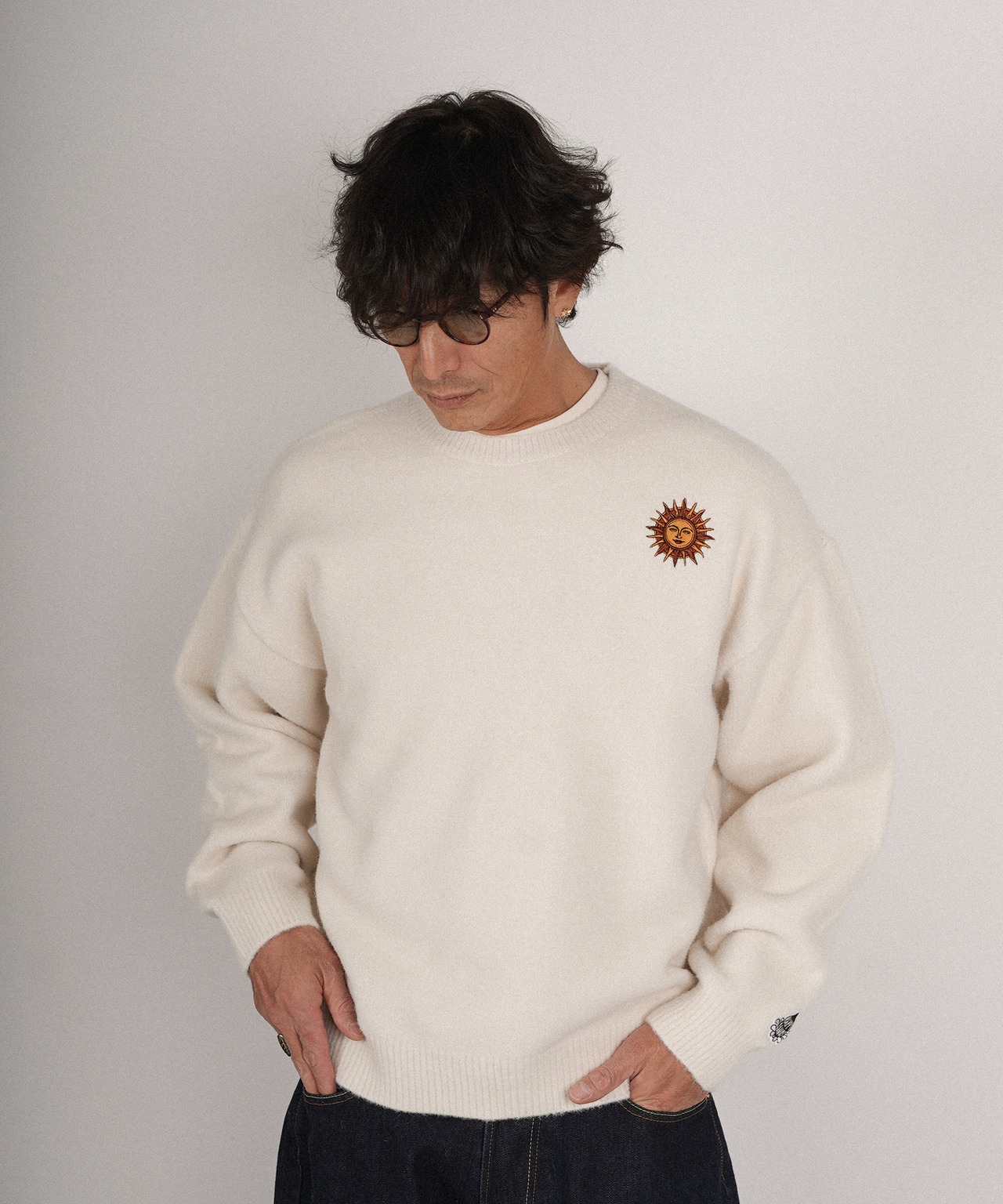 SUN＆MOON EMBROIDERY CREW KNIT［HSK001］
