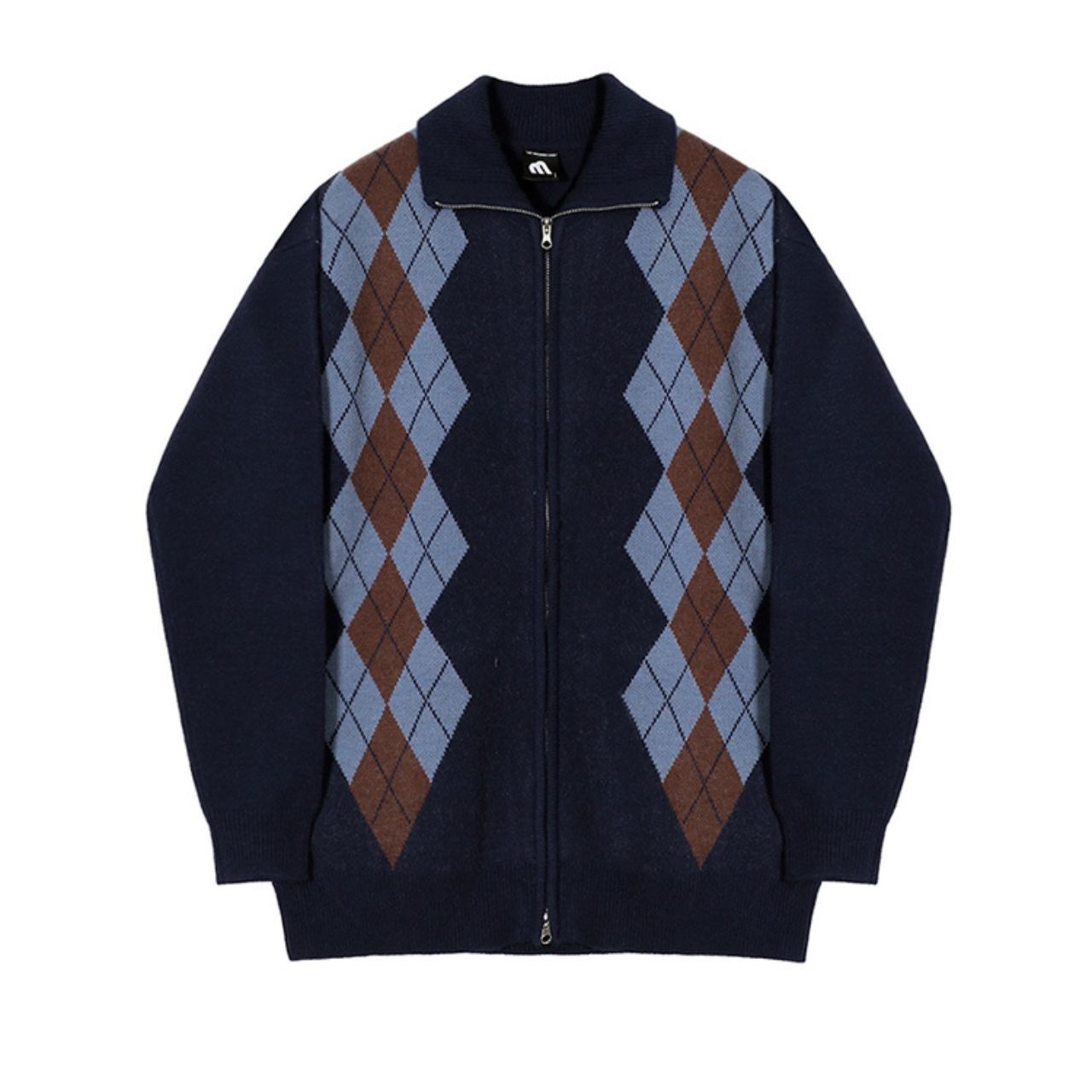 アーガイルジップアップニットカーディガン　MT0080387