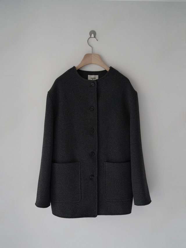 Collarless Pocket Long Jacket