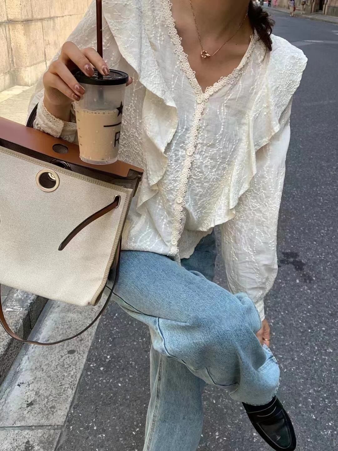 コットンレースブラウス　AJ2205-754