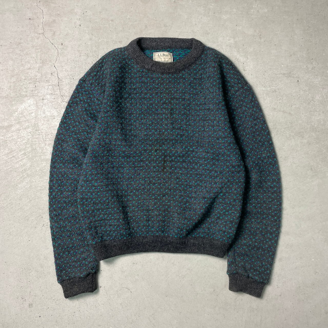 80年代 ノルウェー製 L.L.Bean エルエルビーン バーズアイ ニット 