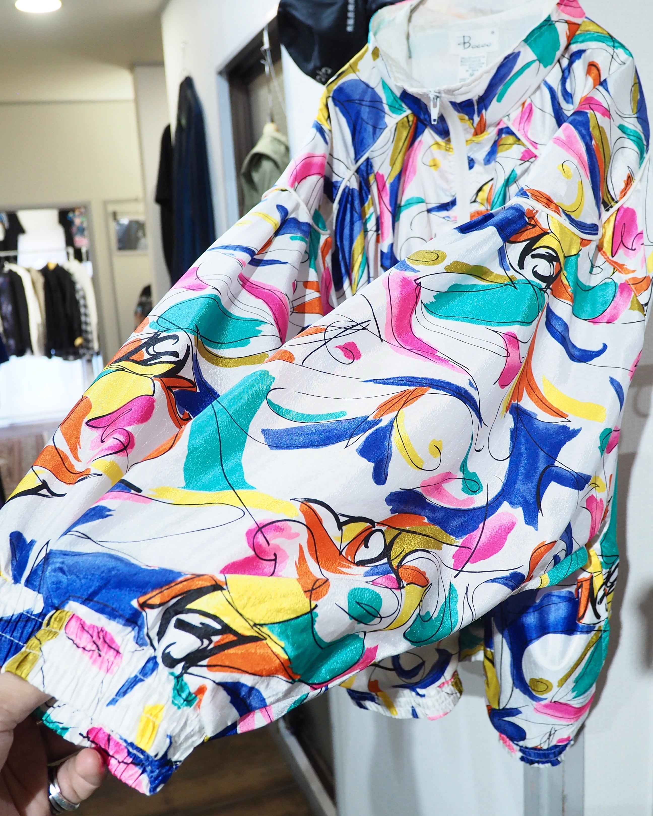 1990s Colorful Rainbow Art pattern vintage Nylon jacket